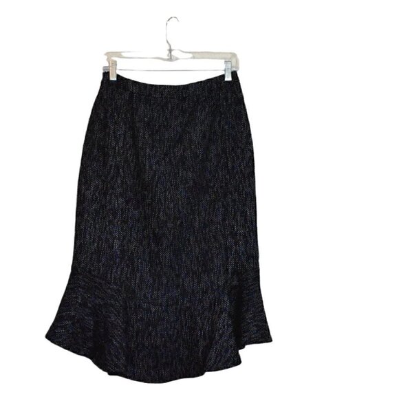 Anthropologie RO & De Audrey Tweed Trumpet Skirt High Low Navy Size S - Picture 2 of 11